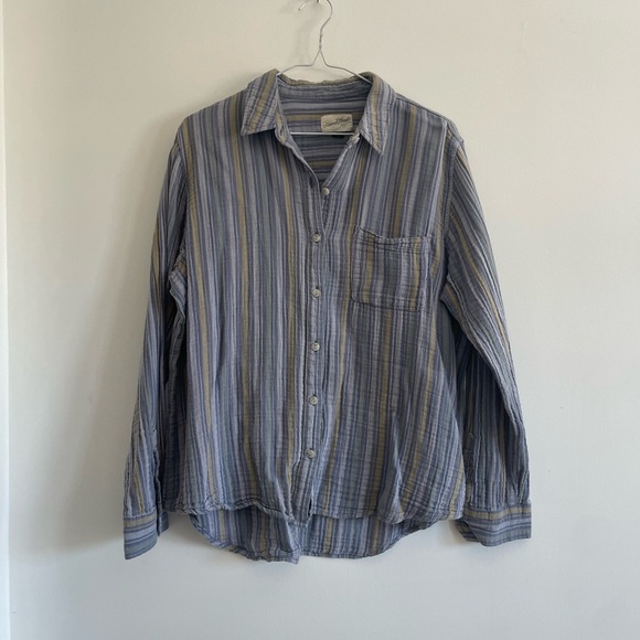 Universal Thread Other - Striped Button-Up Shirt - Blue